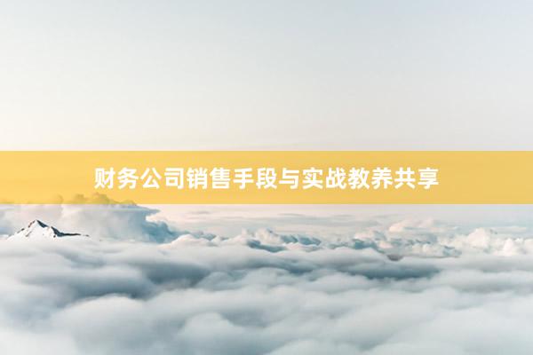 财务公司销售手段与实战教养共享
